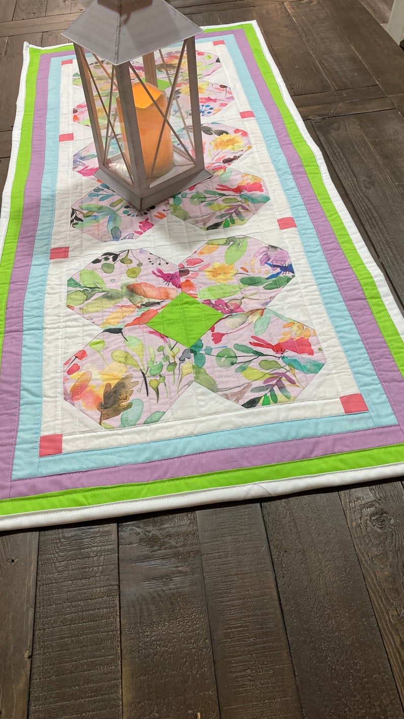 Easy Spring table runner pattern, Beginner-Friendly Table Runner Pattern, Whimsical Springtime Bunnies Table Runner Quilt Pattern image 6