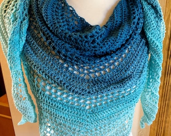 Crochet Pattern, Summer Breeze Crochet Triangle Shawl, Triangle Crochet Pattern, Lacy Shawl Crochet pattern, Fingering Yarn Crochet Shawl