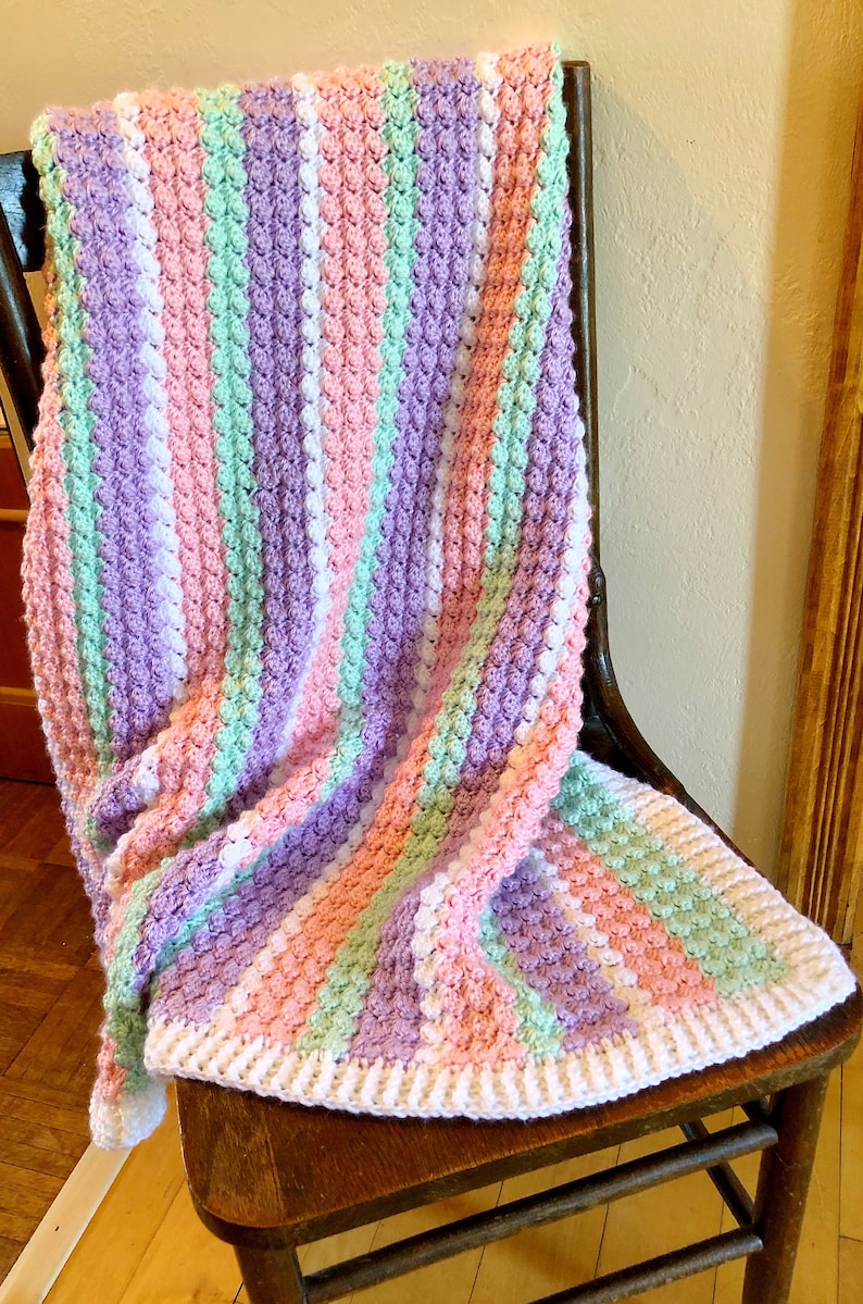 Crochet Throw Crochet Pattern Crochet Textured Baby Blanket In Pastel Craft Supplies Tools Crochet Vadel Com