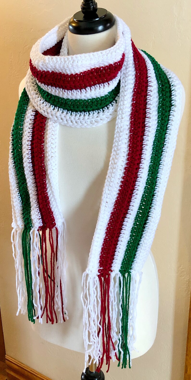 Joyful and Festive Holiday Scarf, Crochet Patterns, 2 Easy Crochet Scarf Patterns, Christmas Scarf, ribbed scarf, granny spike stitch image 6