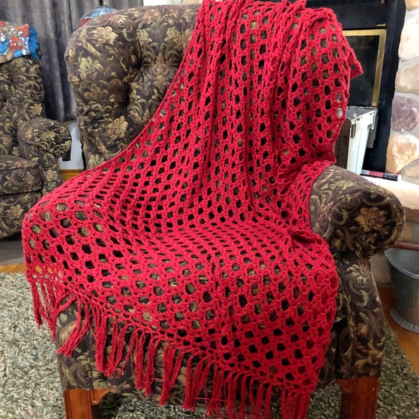 Lacy Crochet Blanket Pattern, Simply Sophisticated Scarlet Easy Crochet Blanket Pattern, Lightweight blanket, blanket scarf pattern