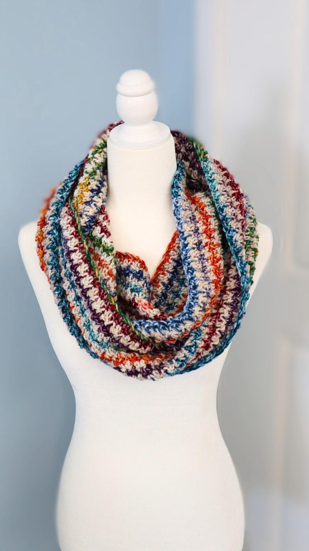 Easy Crochet Infinity Scarf Pattern PDF Textured Winter Cowl Beginner ...