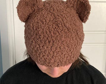 Patroon gehaakte beerbeanie, pluizige muts met oren (pdf-patroon)