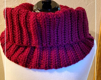 Chunky Crochet Cowl Pattern, Easy Ribbed Neck Warmer (PDF Pattern)
