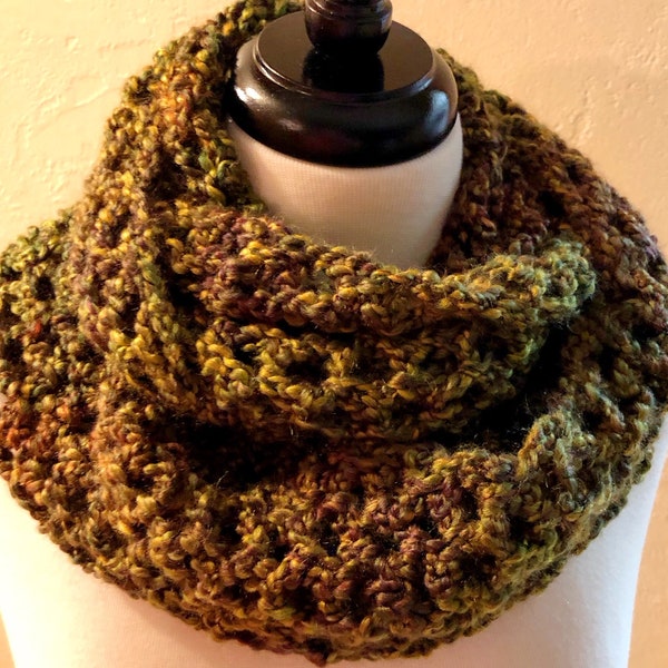 Beginner Cowl Easy Crochet Pattern, Woodland Cozy Cowl Crochet Pattern, Infinity Scarf Cowl Long Chunky Scarf, Crochet Stole