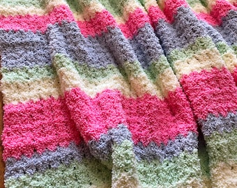 Easy bulky afghan, Crochet Cotton Candy Fluffy Blanket, Chunky Blanket Crochet Pattern, Soft and Chunky afghan Pattern