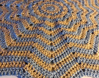 12 Point Round Ripple Baby Blanket Pattern, round blanket pattern, crochet lovey pattern, crochet receiving blanket, quick crochet pattern