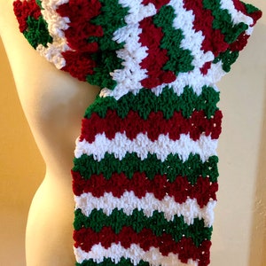 Joyful and Festive Holiday Scarf, Crochet Patterns, 2 Easy Crochet Scarf Patterns, Christmas Scarf, ribbed scarf, granny spike stitch image 7