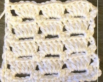 Easy Crochet Stitch, Crochet Pattern, Boxed Block Stitch Crochet Tutorial, Vintage Crochet Stitch Pattern, Instant Download