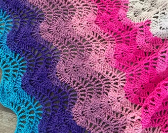 Haakpatroon babydeken, rimpelveer en waaierdeken, Little Miracle Waves of Love, digitale pdf-download, foto- en videotutorial