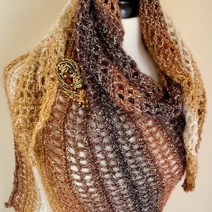 Crochet Pattern, Triangle Scarf, Caramel Delight Crochet Shawl, One Skein Easy Crochet Scarf, asymmetrical triangular shawl pattern