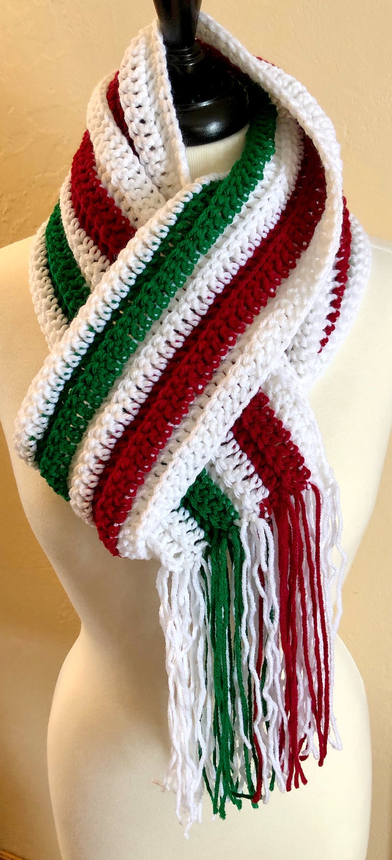 Joyful and Festive Holiday Scarf, Crochet Patterns, 2 Easy Crochet Scarf Patterns, Christmas Scarf, ribbed scarf, granny spike stitch image 4