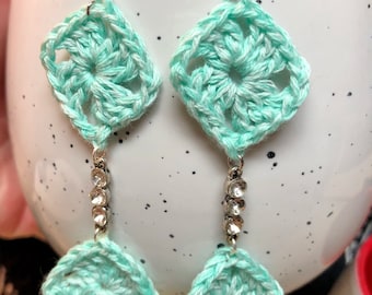 Granny Square Crochet Earrings Patterns: Beginner Jewelry (4 PDF Patterns)
