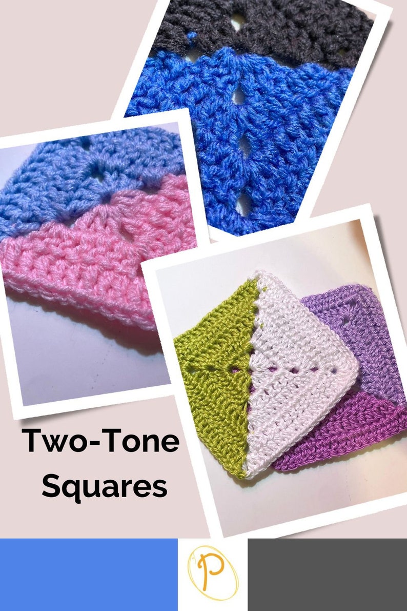 Half Square Triangle Solid Granny Square Pattern Twotone Etsy