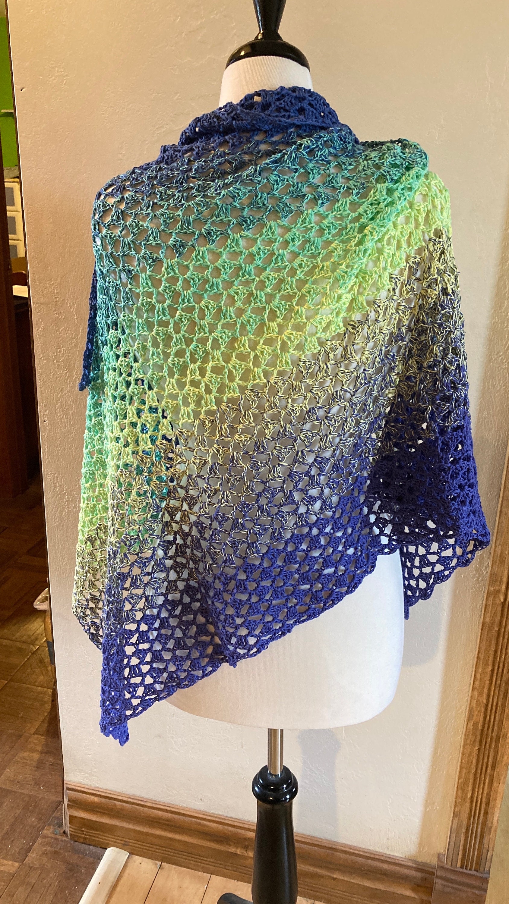 Crochet Pattern, Easy Rectangular Shawl, Aurora Borealis, Stunning Lacy ...
