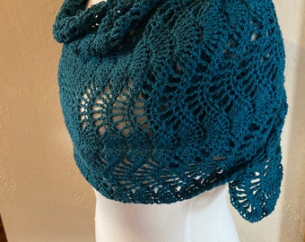 Instant Download Feather and Fan Crochet Shawl Pattern, Abigail Crochet Sideways Shawl Feather and Fan Stitch, Crochet Scarf Pattern