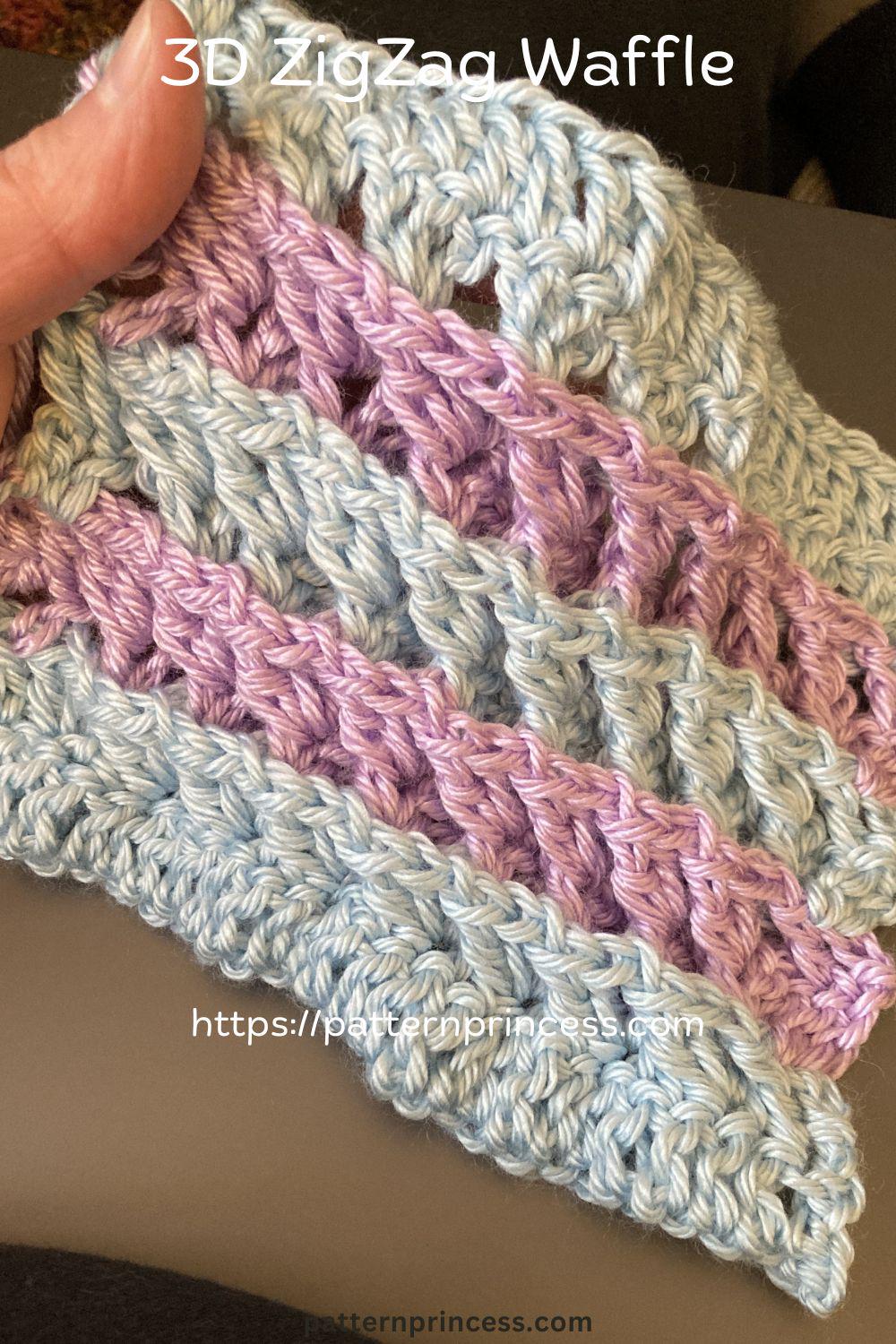 3D ZigZag Waffle Crochet Stitch