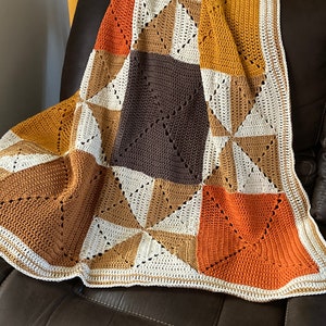 Granny Square Blanket pattern, Crochet Blanket Pattern, Pumpkin Spice Solid Granny Square, granny square throw pattern