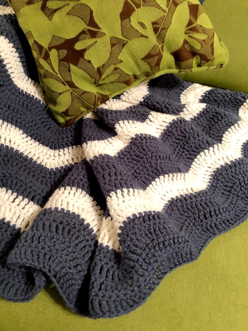Gentle River Ripple Blanket Easy Crochet Blanket Pattern Zig Etsy