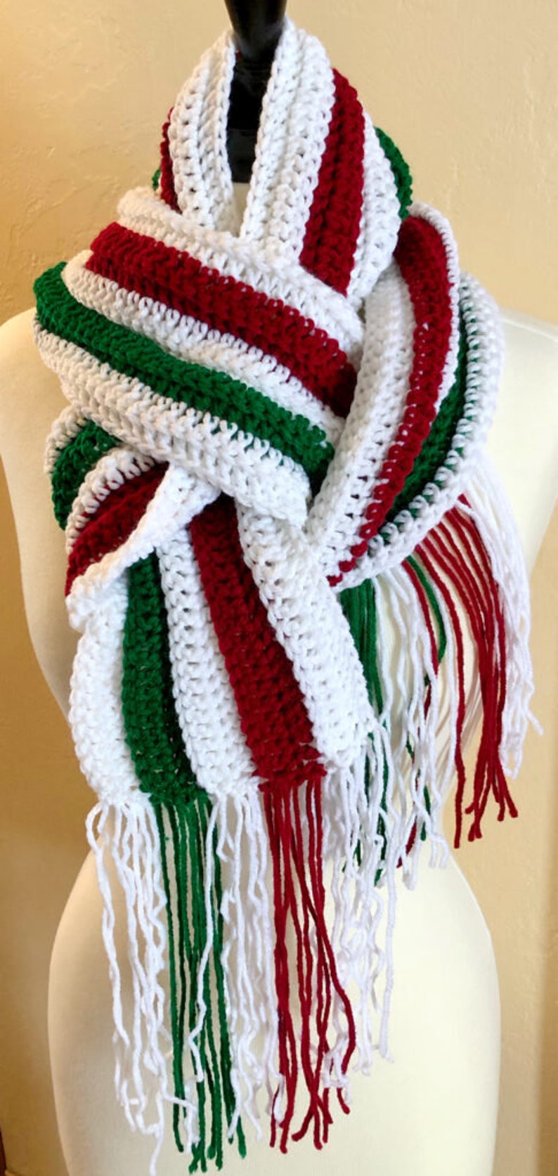 Joyful and Festive Holiday Scarf, Crochet Patterns, 2 Easy Crochet Scarf Patterns, Christmas Scarf, ribbed scarf, granny spike stitch image 2