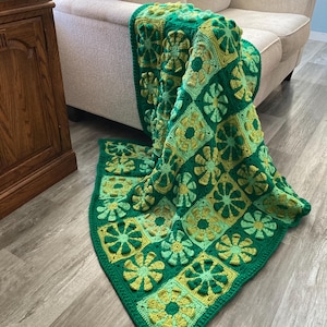 Crochet Pattern, Daisy Blanket Pattern, Boho Retro Daisy Throw, Vintage Daisy granny square, Daisy Blanket Pattern, Crochet Daisy Afghan