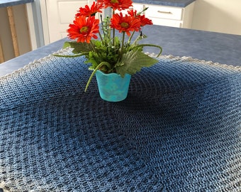 One Skein Crochet Pattern, Country Cornflower Blue Crochet Tablecloth Pattern PDF, Crochet Home Decor