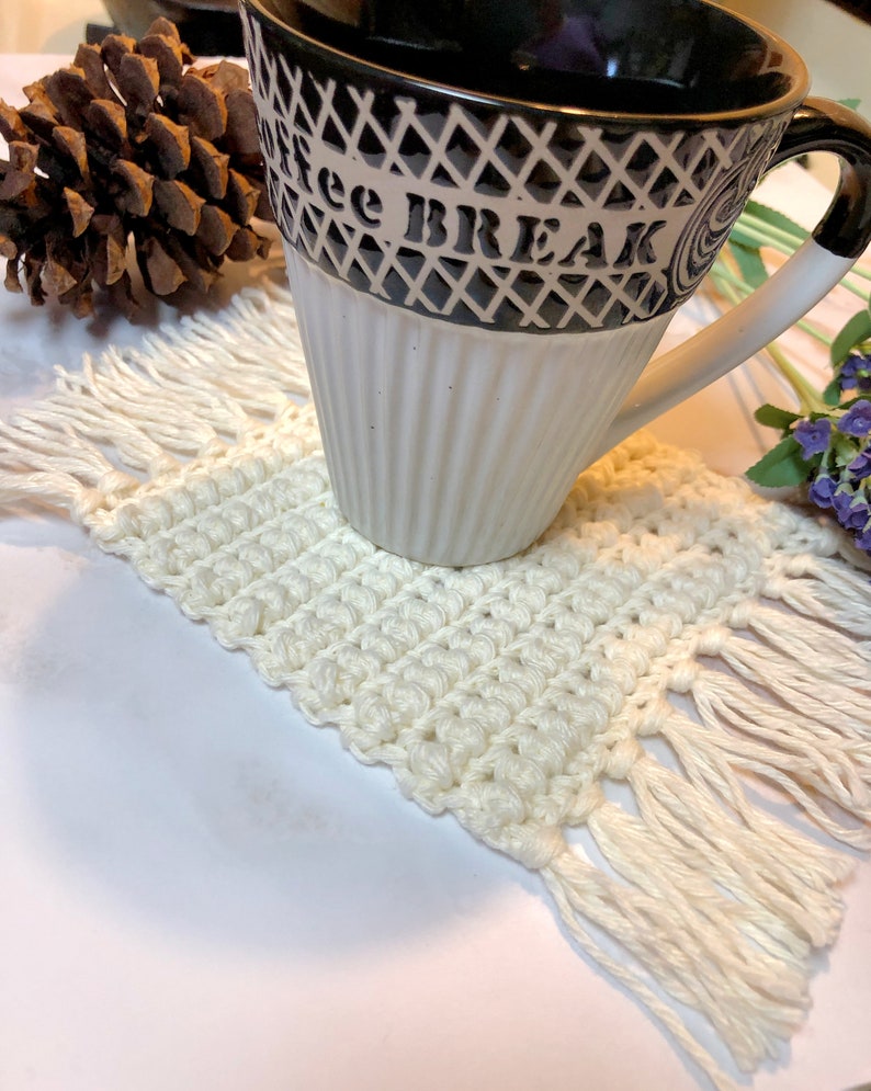 Puff Stitch Boho Coaster Crochet Pattern Easy Crochet Etsy