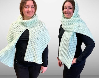 Crochet Hooded Scarf Pattern, Beginner Friendly 3-in-1 (PDF Pattern), Veralyn Turtleneck Scarf