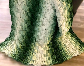 Haakpatroon Chunky groenblijvende deken mandgeweven in 6 maten, eenvoudige pdf-download