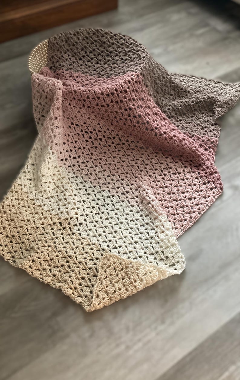 Crochet Blanket Pattern, Sandstone and Rose Blanket , 11 Sizes, One ...