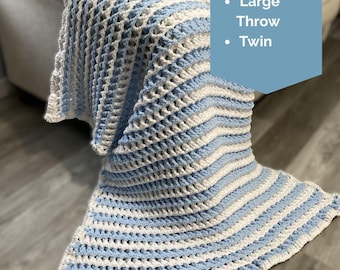 3D ZigZag Waffle Stitch Blanket Pattern, Chunky Crochet Throw PDF, Marshmallow Skies Blanket, 5 Sizes