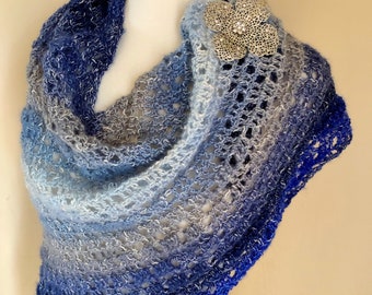 Gem of the Sea Asymmetrical Crochet Shawl One Skein Easy Crochet Shawl