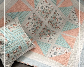 Easy Quilt Pattern for Babies, Bonus Pillow Pattern, Farmhouse Quilt Pattern Beginners Quilting Projects, Baby Blanket Pattern, Sweet Dreams