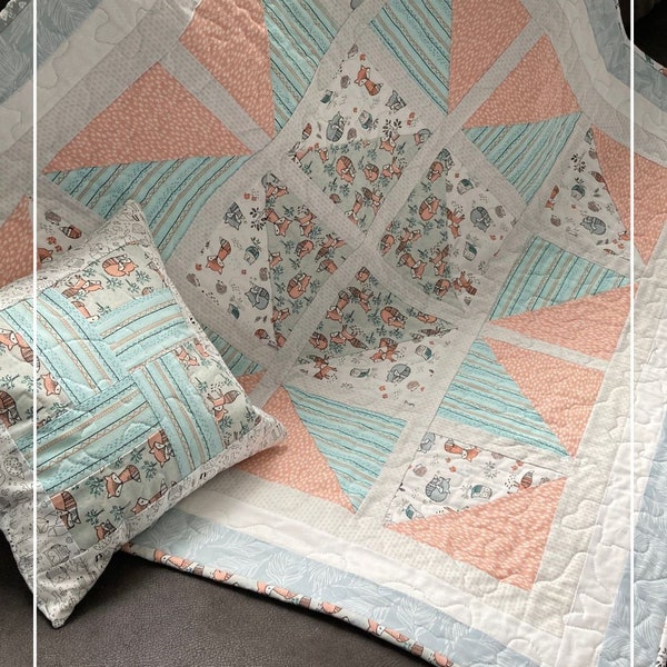 Easy Quilt Pattern for Babies, Bonus Pillow Pattern, Farmhouse Quilt Pattern Beginners Quilting Projects, Baby Blanket Pattern, Sweet Dreams