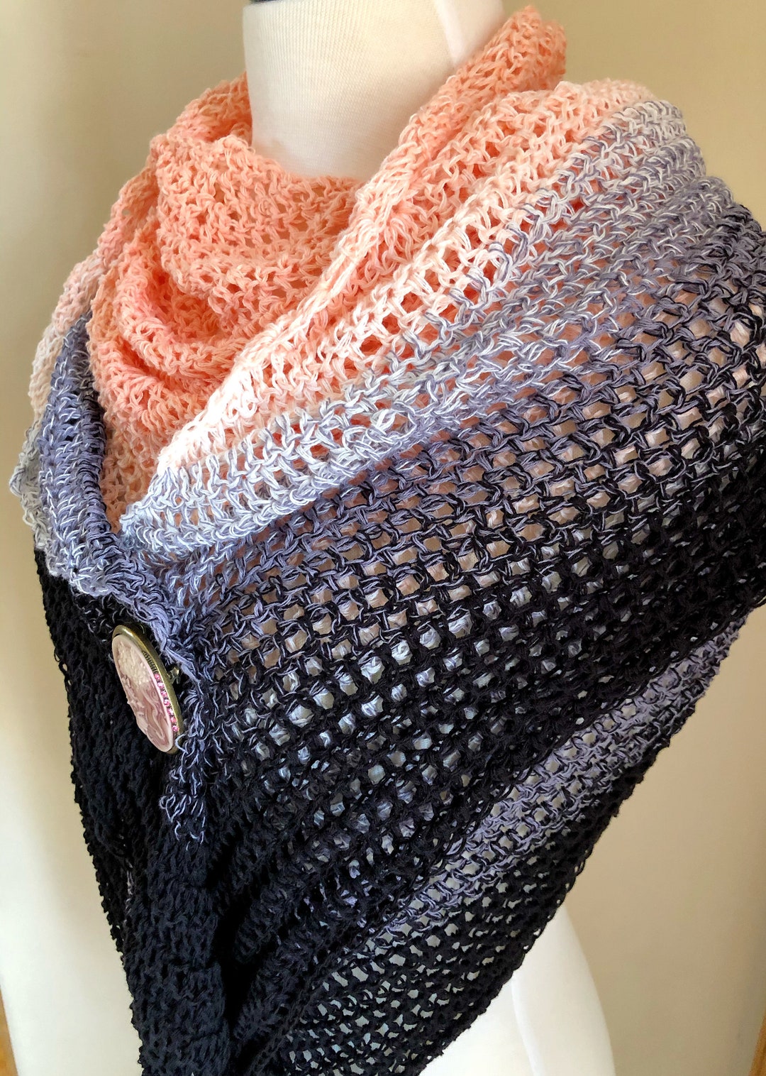 Crochet Triangle Shawl Pattern, Beginner Easy Lacy Wrap (PDF Pattern ...