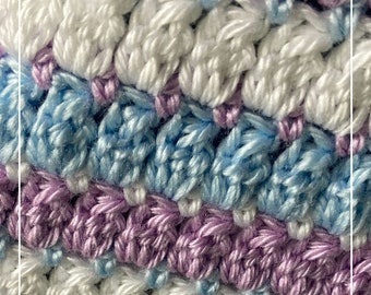 Beginner Crochet Afghan, Easy Crochet Blanket Pattern Beautiful Stripes Printable PDF, Chunky Throw,
