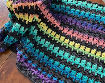 Cat Stitch Crochet Blanket Pattern • Galaxy Blanket • Cat Lover Afghan Pattern