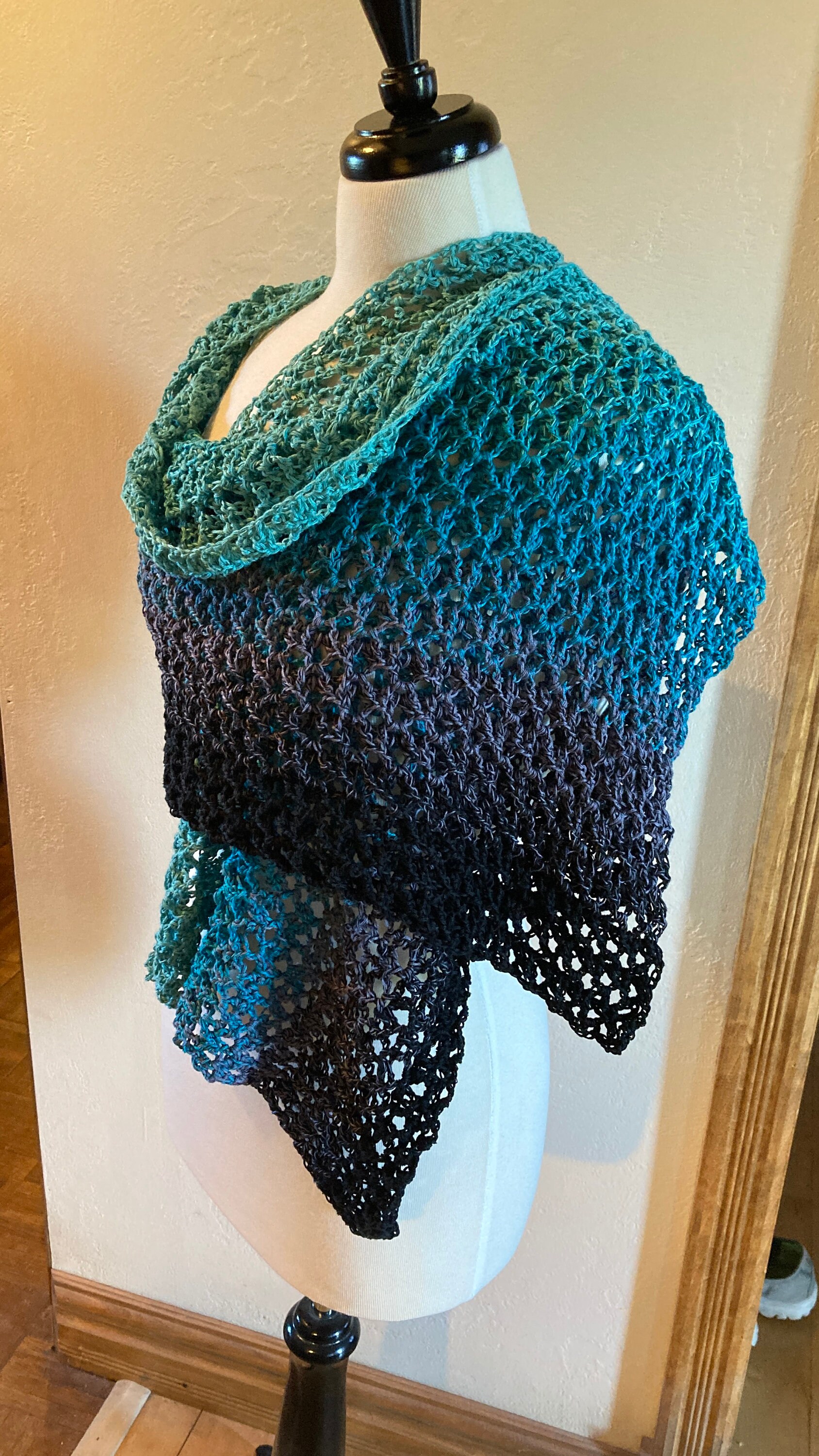 Crochet Rectangle Shawl Beautiful Night in Paris, Easy Crochet Pattern ...