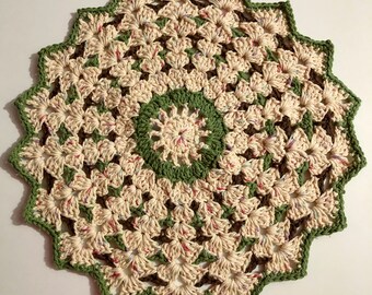 Crochet Shell Stitch Round Doily, Crochet Table Topper, Crochet Round Doily pattern,  mandala doily pattern