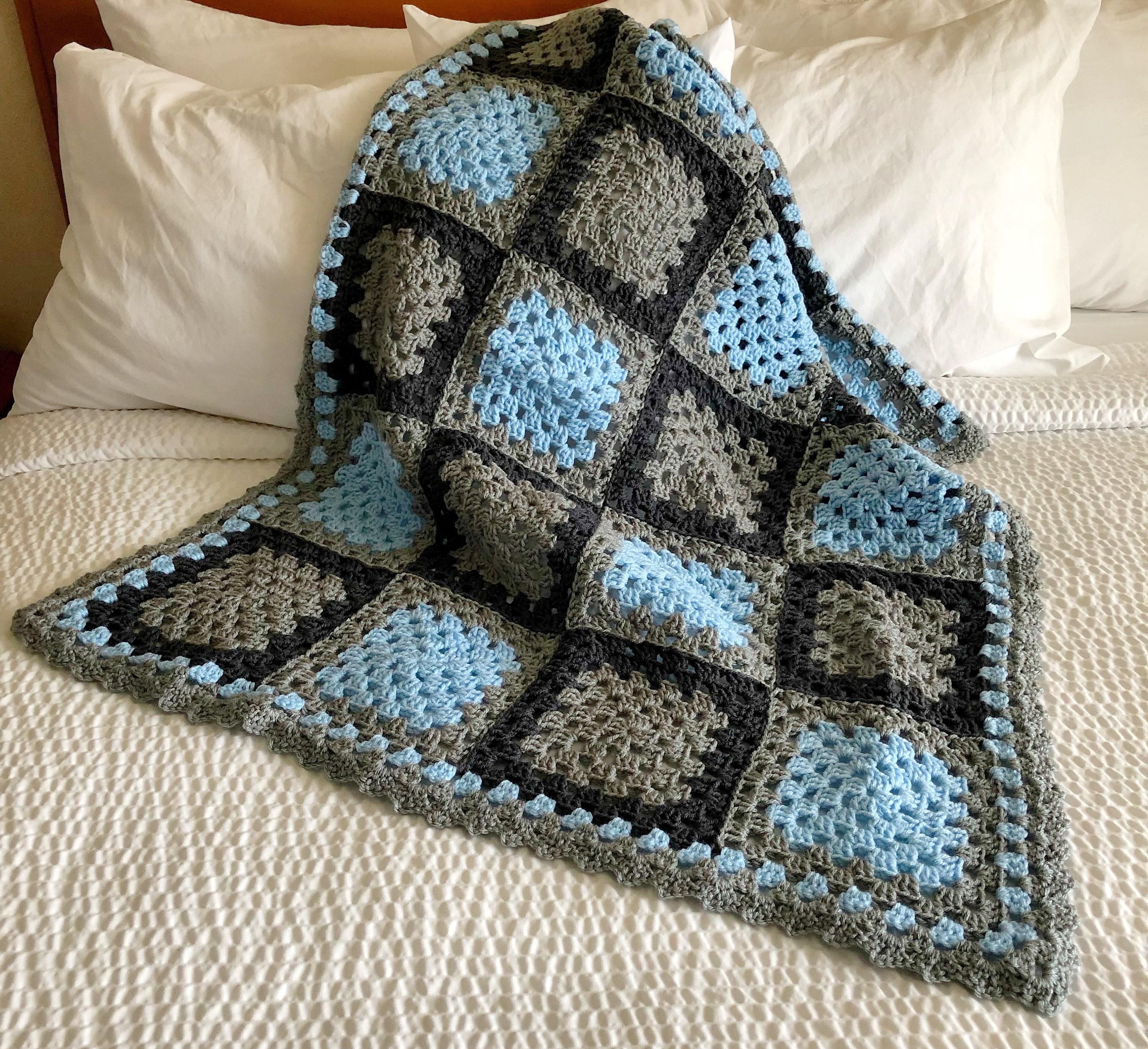 38 Crochet Square Patterns to Build Your Next Project 23 Blue Skies Granny Square Crochet Baby Blanket