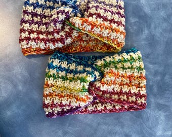 Frost Blossom Ear Warmer Crochet Pattern, Twisted Headband PDF, Beginner Lemon Peel Stitch, Winter Headband, Child to Adult Sizes