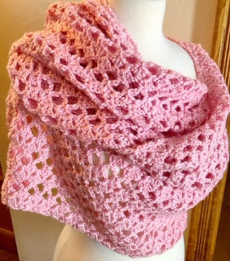 Rectangle Shawl Pattern, Victoria Lacy Shawl, Easy Crochet Pattern, Crochet Prayer Shawl, Crochet Pattern for Shawl, Crochet Wrap for Women image 7