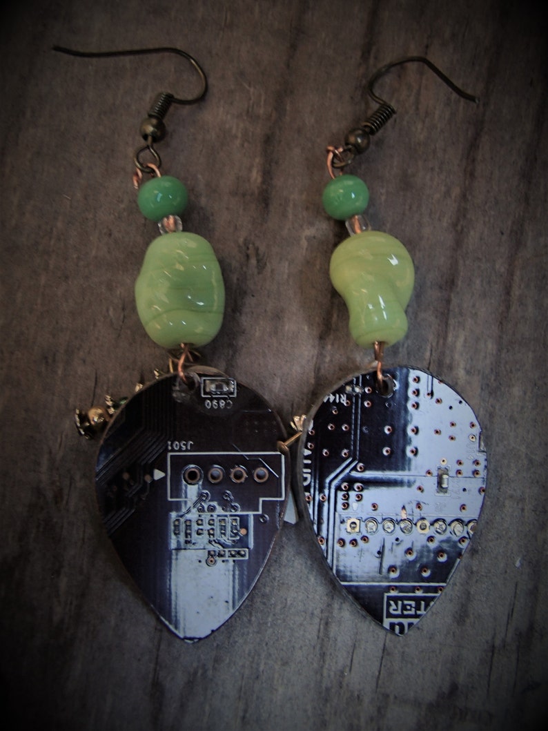 Circuit Board Earrings. Lovely Chocolate Brown and Green Etsy