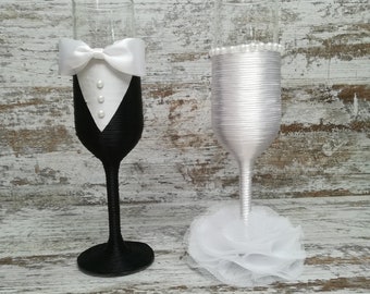 Copas cristal decoradas. Regalo para los novios. Pareja de - Etsy España