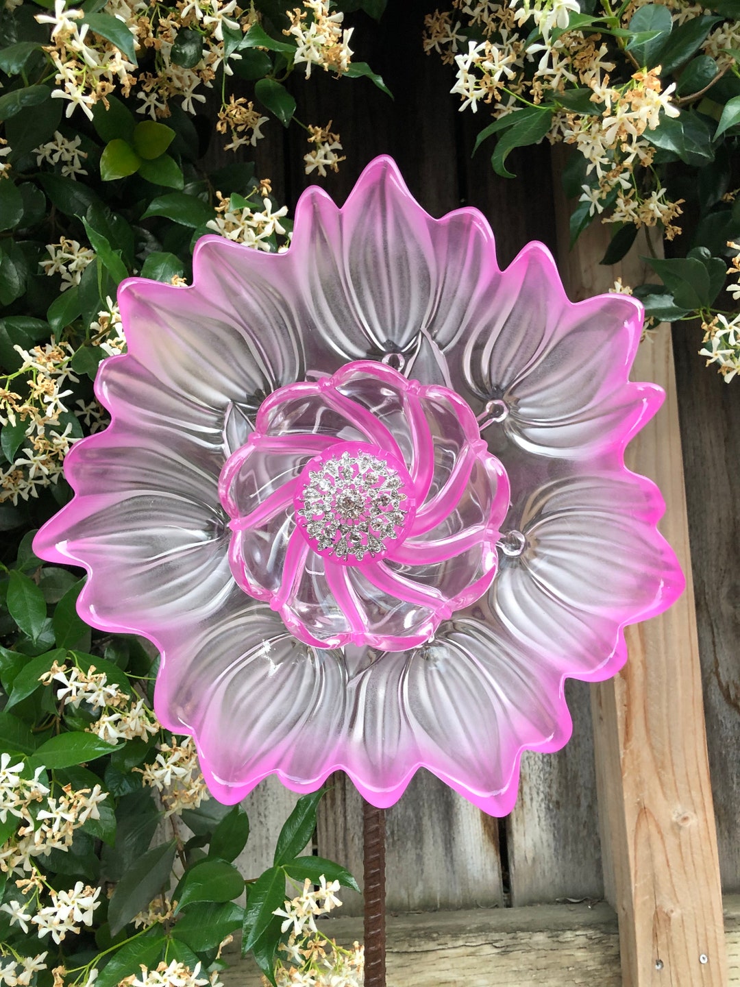 Glass Garden Art Glass Flower Plate Flower Vintage Glass Etsy