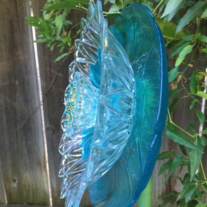 Plate flower Vintage Glass Garden Decor | Etsy