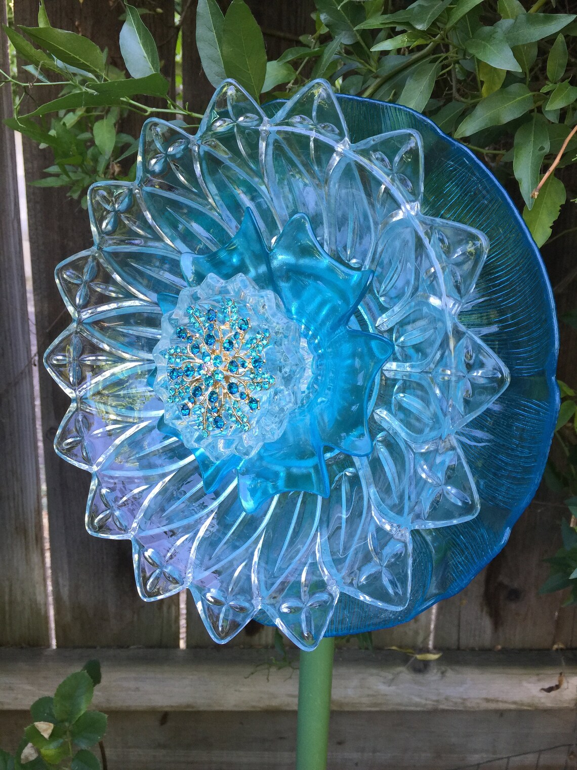 Plate flower Vintage Glass Garden Decor Etsy