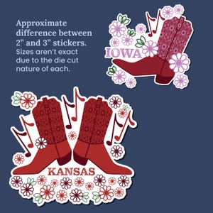 Stickers découpés State Boot, Décoration western, Stickers pour ordinateur portable, Stickers floraux, Cadeaux cow-girl, Carnets de voyage