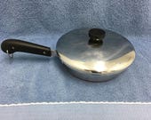 1801 REVERE WARE Copper Clad Stainless Steel Pre 68 Double Ring 8 quot Fry Pan Skillet with Lid (Vintage USA)