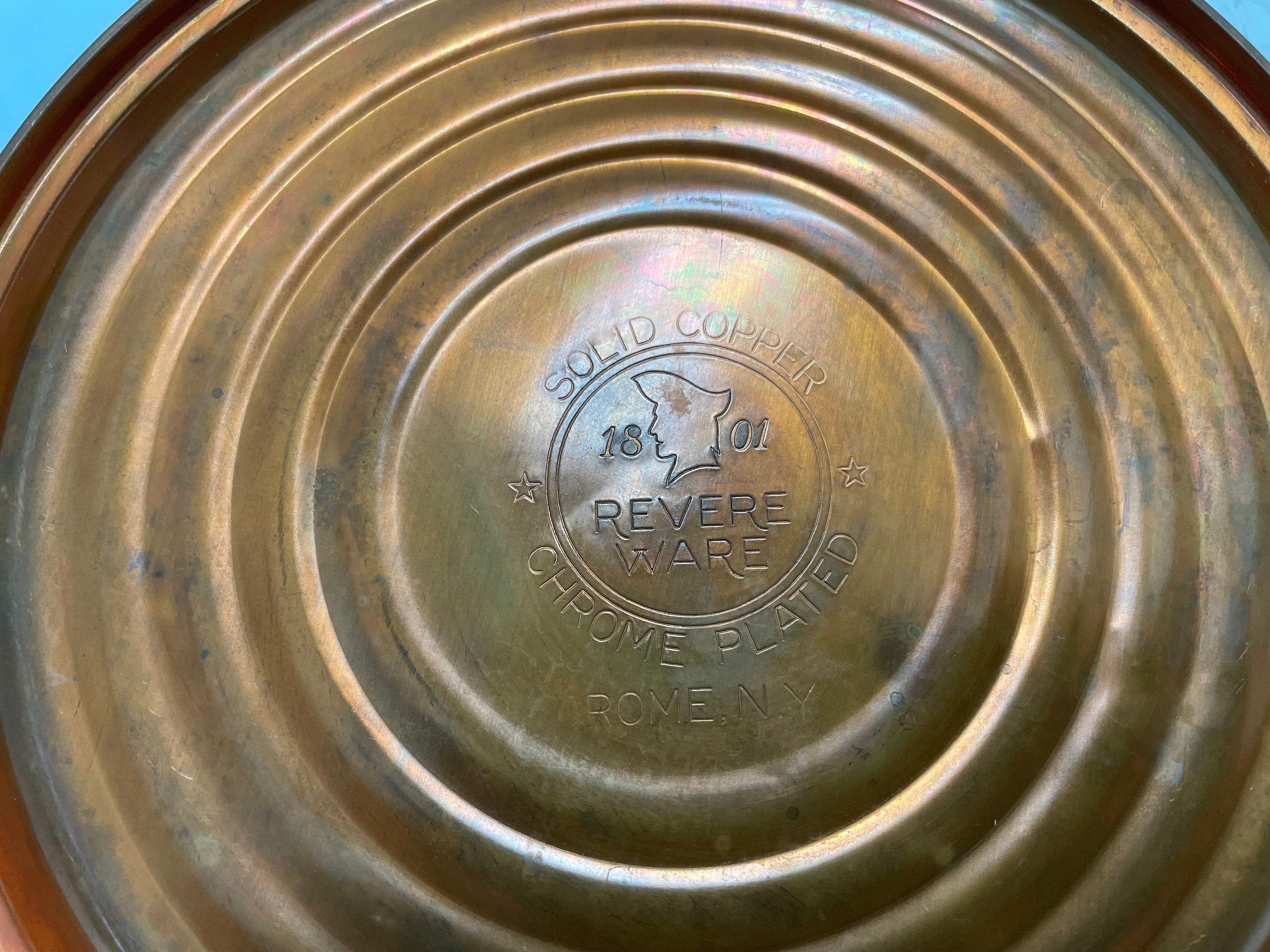 Rare Vintage 1801 Revere Ware TEA KETTLE Solid Copper Chrome Plated